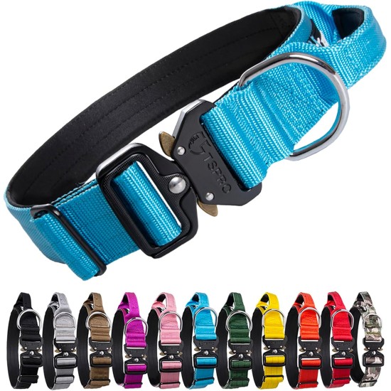 TSPRO Premium Dog Collar with Handle, Thick, Adjustable, Tactical Dog Collar, Heavy-Duty Design, Quick-Release Metal Buckle, for Medium to Large Dogs, M, Green TSPRO Premium Dog Collar with Handle, Thick, Adjustable, Tactical Dog Collar, Heavy-Duty Design, Quick-Release Metal Buckle, for Medium to Large Dogs, M, Green