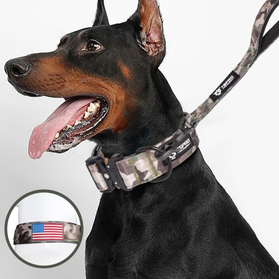 TSPRO Premium Dog Collar with Handle, Thick, Adjustable, Tactical Dog Collar, Heavy-Duty Design, Quick-Release Metal Buckle, for Medium to Large Dogs, M, Green TSPRO Premium Dog Collar with Handle, Thick, Adjustable, Tactical Dog Collar, Heavy-Duty Design, Quick-Release Metal Buckle, for Medium to Large Dogs, M, Green