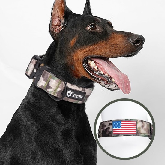 TSPRO Premium Dog Collar with Handle, Thick, Adjustable, Tactical Dog Collar, Heavy-Duty Design, Quick-Release Metal Buckle, for Medium to Large Dogs, M, Green TSPRO Premium Dog Collar with Handle, Thick, Adjustable, Tactical Dog Collar, Heavy-Duty Design, Quick-Release Metal Buckle, for Medium to Large Dogs, M, Green