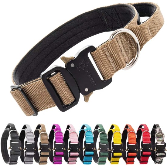 TSPRO Premium Dog Collar with Handle, Thick, Adjustable, Tactical Dog Collar, Heavy-Duty Design, Quick-Release Metal Buckle, for Medium to Large Dogs, M, Green TSPRO Premium Dog Collar with Handle, Thick, Adjustable, Tactical Dog Collar, Heavy-Duty Design, Quick-Release Metal Buckle, for Medium to Large Dogs, M, Green