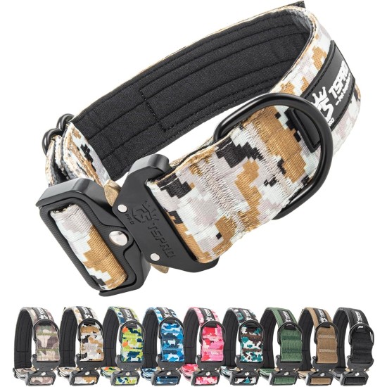 TSPRO Premium Dog Collar with Handle, Thick, Adjustable, Tactical Dog Collar, Heavy-Duty Design, Quick-Release Metal Buckle, for Medium to Large Dogs, M, Green TSPRO Premium Dog Collar with Handle, Thick, Adjustable, Tactical Dog Collar, Heavy-Duty Design, Quick-Release Metal Buckle, for Medium to Large Dogs, M, Green