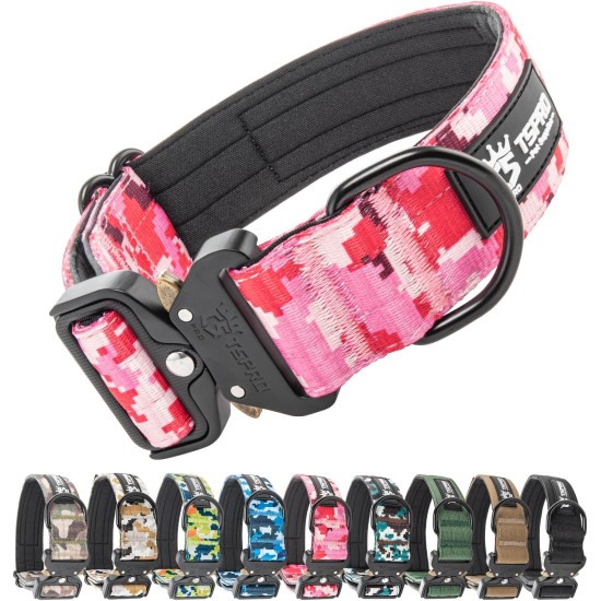 TSPRO Premium Dog Collar with Handle, Thick, Adjustable, Tactical Dog Collar, Heavy-Duty Design, Quick-Release Metal Buckle, for Medium to Large Dogs, M, Green TSPRO Premium Dog Collar with Handle, Thick, Adjustable, Tactical Dog Collar, Heavy-Duty Design, Quick-Release Metal Buckle, for Medium to Large Dogs, M, Green