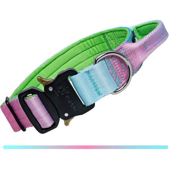 TSPRO Premium Dog Collar with Handle, Thick, Adjustable, Tactical Dog Collar, Heavy-Duty Design, Quick-Release Metal Buckle, for Medium to Large Dogs, M, Green TSPRO Premium Dog Collar with Handle, Thick, Adjustable, Tactical Dog Collar, Heavy-Duty Design, Quick-Release Metal Buckle, for Medium to Large Dogs, M, Green