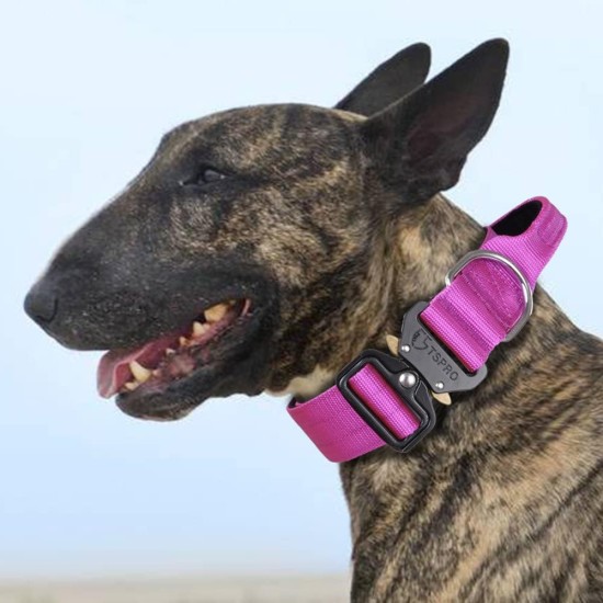 TSPRO Premium Dog Collar with Handle, Thick, Adjustable, Tactical Dog Collar, Heavy-Duty Design, Quick-Release Metal Buckle, for Medium to Large Dogs, M, Green TSPRO Premium Dog Collar with Handle, Thick, Adjustable, Tactical Dog Collar, Heavy-Duty Design, Quick-Release Metal Buckle, for Medium to Large Dogs, M, Green
