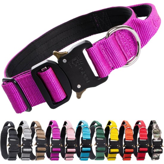 TSPRO Premium Dog Collar with Handle, Thick, Adjustable, Tactical Dog Collar, Heavy-Duty Design, Quick-Release Metal Buckle, for Medium to Large Dogs, M, Green TSPRO Premium Dog Collar with Handle, Thick, Adjustable, Tactical Dog Collar, Heavy-Duty Design, Quick-Release Metal Buckle, for Medium to Large Dogs, M, Green