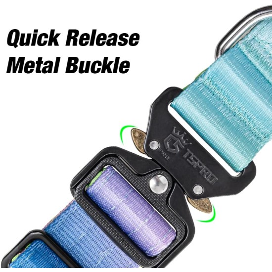 TSPRO Premium Dog Collar with Handle, Thick, Adjustable, Tactical Dog Collar, Heavy-Duty Design, Quick-Release Metal Buckle, for Medium to Large Dogs, M, Green TSPRO Premium Dog Collar with Handle, Thick, Adjustable, Tactical Dog Collar, Heavy-Duty Design, Quick-Release Metal Buckle, for Medium to Large Dogs, M, Green