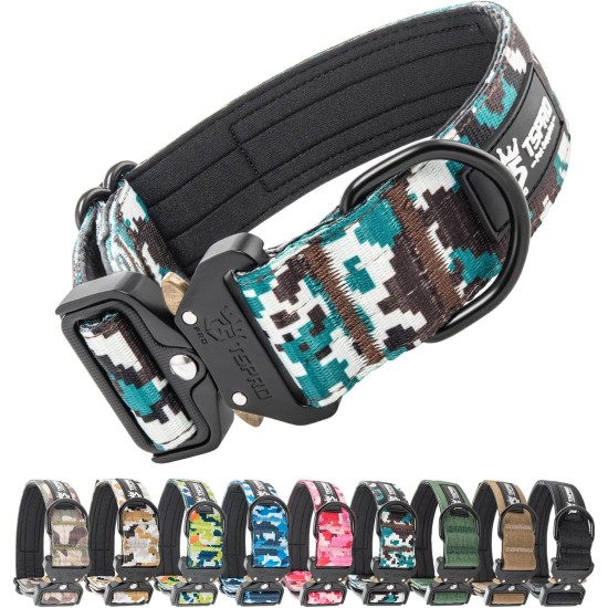 TSPRO Premium Dog Collar with Handle, Thick, Adjustable, Tactical Dog Collar, Heavy-Duty Design, Quick-Release Metal Buckle, for Medium to Large Dogs, M, Green TSPRO Premium Dog Collar with Handle, Thick, Adjustable, Tactical Dog Collar, Heavy-Duty Design, Quick-Release Metal Buckle, for Medium to Large Dogs, M, Green