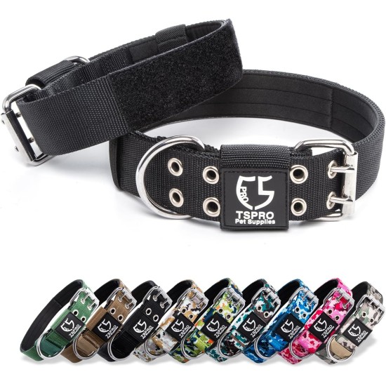 TSPRO Tactical Dog Collar, Robust Collar for Dogs with Metal Buckle Closure, 3.3 cm Wide, Adjustable and Thick for Small Dogs (Geometric S) TSPRO Tactical Dog Collar, Robust Collar for Dogs with Metal Buckle Closure, 3.3 cm Wide, Adjustable and Thick for Small Dogs (Geometric S)