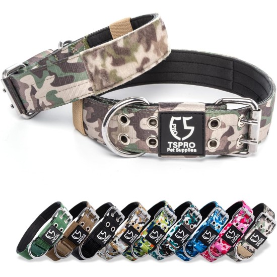 TSPRO Tactical Dog Collar, Robust Collar for Dogs with Metal Buckle Closure, 3.3 cm Wide, Adjustable and Thick for Small Dogs (Geometric S) TSPRO Tactical Dog Collar, Robust Collar for Dogs with Metal Buckle Closure, 3.3 cm Wide, Adjustable and Thick for Small Dogs (Geometric S)