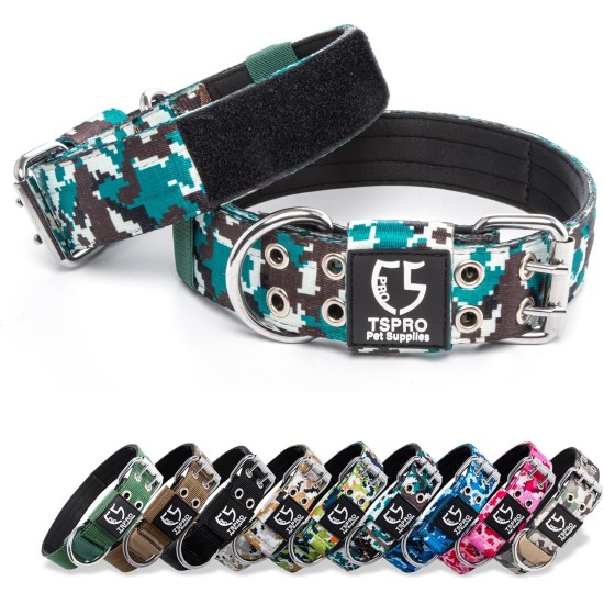 TSPRO Tactical Dog Collar, Robust Collar for Dogs with Metal Buckle Closure, 3.3 cm Wide, Adjustable and Thick for Small Dogs (Geometric S) TSPRO Tactical Dog Collar, Robust Collar for Dogs with Metal Buckle Closure, 3.3 cm Wide, Adjustable and Thick for Small Dogs (Geometric S)