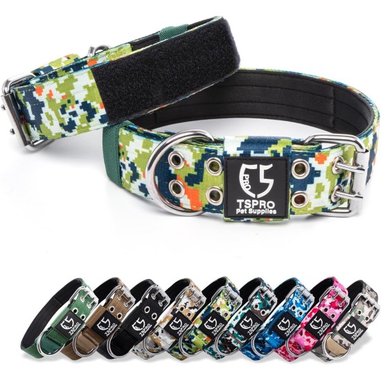 TSPRO Tactical Dog Collar, Robust Collar for Dogs with Metal Buckle Closure, 3.3 cm Wide, Adjustable and Thick for Small Dogs (Geometric S) TSPRO Tactical Dog Collar, Robust Collar for Dogs with Metal Buckle Closure, 3.3 cm Wide, Adjustable and Thick for Small Dogs (Geometric S)