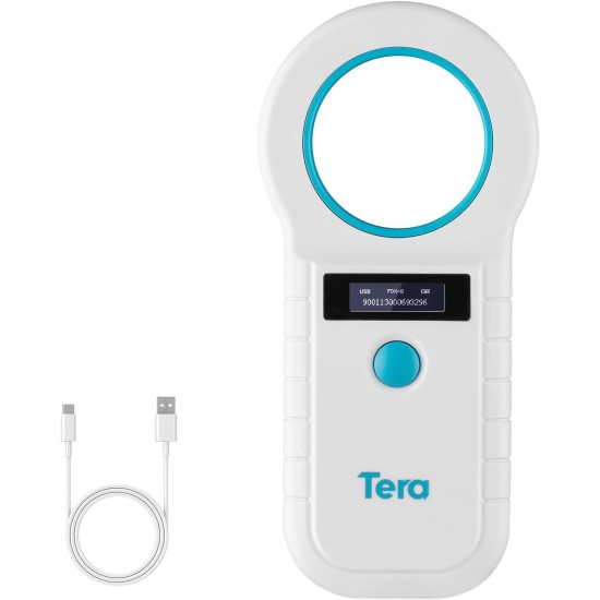 Tera Pet Microchip Reader Scanner Animal Chip ID Scanner with OLED Display Screen Rechargeable Data Memory Tag Scanner for Dogs Cats Animal Management White Tera Pet Microchip Reader Scanner Animal Chip ID Scanner with OLED Display Screen Rechargeable Data Memory Tag Scanner for Dogs Cats Animal Management White