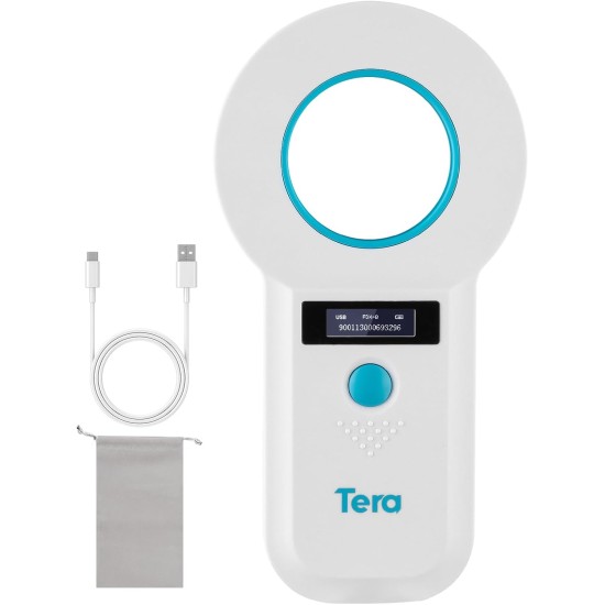 Tera Pet Microchip Reader Scanner Animal Chip ID Scanner with OLED Display Screen Rechargeable Data Memory Tag Scanner for Dogs Cats Animal Management White Tera Pet Microchip Reader Scanner Animal Chip ID Scanner with OLED Display Screen Rechargeable Data Memory Tag Scanner for Dogs Cats Animal Management White