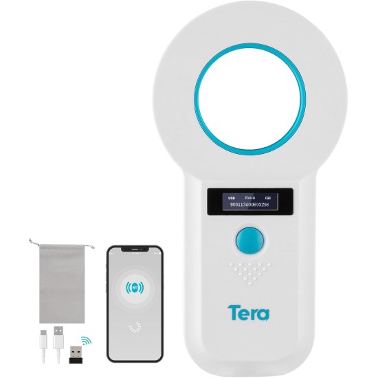 Tera Pet Microchip Reader Scanner Animal Chip ID Scanner with OLED Display Screen Rechargeable Data Memory Tag Scanner for Dogs Cats Animal Management White Tera Pet Microchip Reader Scanner Animal Chip ID Scanner with OLED Display Screen Rechargeable Data Memory Tag Scanner for Dogs Cats Animal Management White