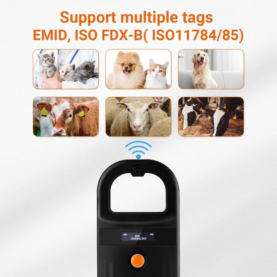 Tera Pet Microchip Reader Scanner with D-Buckle, RFID Portable Animal Chip ID Scanner with OLED Display Rechargeable Pet Tag Scanner for Dog Cat Pig for ISO 11784/11785, FDX-B, EMID, Black Tera Pet Microchip Reader Scanner with D-Buckle, RFID Portable Animal Chip ID Scanner with OLED Display Rechargeable Pet Tag Scanner for Dog Cat Pig for ISO 11784/11785, FDX-B, EMID, Black