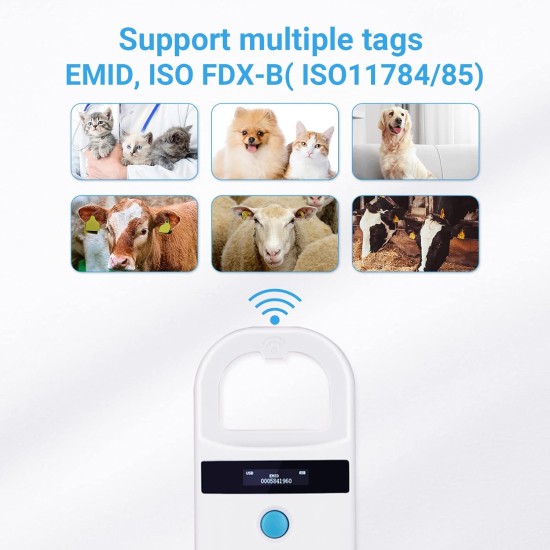 Tera Pet Microchip Reader Scanner with D-Buckle, RFID Portable Animal Chip ID Scanner with OLED Display, Rechargeable Pet Tag Scanner for Dogs, Cats, Pig for ISO 11784/11785, FDX-B, EMID Tera Pet Microchip Reader Scanner with D-Buckle, RFID Portable Animal Chip ID Scanner with OLED Display, Rechargeable Pet Tag Scanner for Dogs, Cats, Pig for ISO 11784/11785, FDX-B, EMID