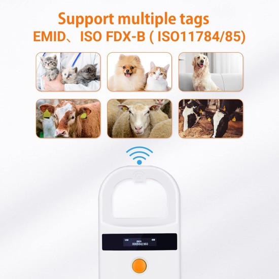 Tera Pet Microchip Reader Scanner with D-Buckle, RFID Portable Animal Chip ID Scanner with OLED Display, Rechargeable Pet Tag Scanner for Dogs, Cats, Pig for ISO 11784/11785, FDX-B, EMID Tera Pet Microchip Reader Scanner with D-Buckle, RFID Portable Animal Chip ID Scanner with OLED Display, Rechargeable Pet Tag Scanner for Dogs, Cats, Pig for ISO 11784/11785, FDX-B, EMID