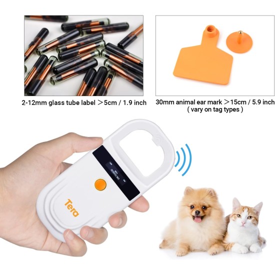 Tera Pet Microchip Reader Scanner with D-Buckle, RFID Portable Animal Chip ID Scanner with OLED Display, Rechargeable Pet Tag Scanner for Dogs, Cats, Pig for ISO 11784/11785, FDX-B, EMID Tera Pet Microchip Reader Scanner with D-Buckle, RFID Portable Animal Chip ID Scanner with OLED Display, Rechargeable Pet Tag Scanner for Dogs, Cats, Pig for ISO 11784/11785, FDX-B, EMID
