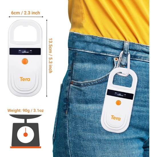 Tera Pet Microchip Reader Scanner with D-Buckle, RFID Portable Animal Chip ID Scanner with OLED Display, Rechargeable Pet Tag Scanner for Dogs, Cats, Pig for ISO 11784/11785, FDX-B, EMID Tera Pet Microchip Reader Scanner with D-Buckle, RFID Portable Animal Chip ID Scanner with OLED Display, Rechargeable Pet Tag Scanner for Dogs, Cats, Pig for ISO 11784/11785, FDX-B, EMID