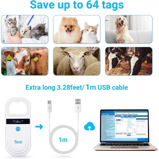 Tera Pet Microchip Reader Scanner with D-Buckle, RFID Portable Animal Chip ID Scanner with OLED Display, Rechargeable Pet Tag Scanner for Dogs, Cats, Pig for ISO 11784/11785, FDX-B, EMID Tera Pet Microchip Reader Scanner with D-Buckle, RFID Portable Animal Chip ID Scanner with OLED Display, Rechargeable Pet Tag Scanner for Dogs, Cats, Pig for ISO 11784/11785, FDX-B, EMID