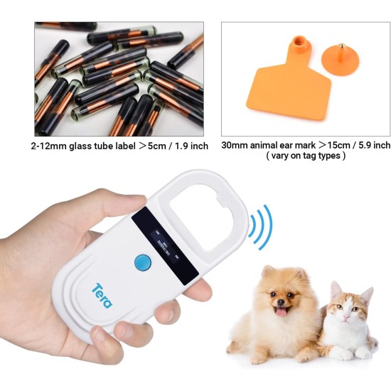 Tera Pet Microchip Reader Scanner with D-Buckle, RFID Portable Animal Chip ID Scanner with OLED Display, Rechargeable Pet Tag Scanner for Dogs, Cats, Pig for ISO 11784/11785, FDX-B, EMID Tera Pet Microchip Reader Scanner with D-Buckle, RFID Portable Animal Chip ID Scanner with OLED Display, Rechargeable Pet Tag Scanner for Dogs, Cats, Pig for ISO 11784/11785, FDX-B, EMID
