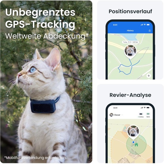 Tractive CAT Mini GPS Tracker for Cats - Market Leader, Live Location, Position History, Health Warnings, Activity Tracking, Collar Included, Subscription Required Tractive CAT Mini GPS Tracker for Cats - Market Leader, Live Location, Position History, Health Warnings, Activity Tracking, Collar Included, Subscription Required