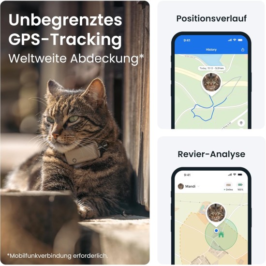 Tractive CAT Mini GPS Tracker for Cats - Market Leader, Live Location, Position History, Health Warnings, Activity Tracking, Collar Included, Subscription Required Tractive CAT Mini GPS Tracker for Cats - Market Leader, Live Location, Position History, Health Warnings, Activity Tracking, Collar Included, Subscription Required