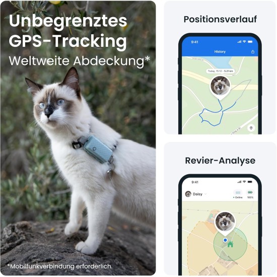 Tractive CAT Mini GPS Tracker for Cats - Market Leader, Live Location, Position History, Health Warnings, Activity Tracking, Collar Included, Subscription Required Tractive CAT Mini GPS Tracker for Cats - Market Leader, Live Location, Position History, Health Warnings, Activity Tracking, Collar Included, Subscription Required