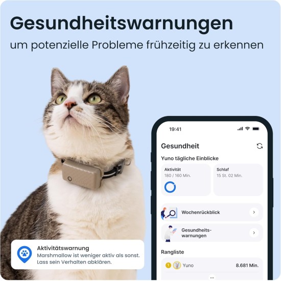 Tractive CAT Mini GPS Tracker for Cats - Market Leader, Live Location, Position History, Health Warnings, Activity Tracking, Collar Included, Subscription Required Tractive CAT Mini GPS Tracker for Cats - Market Leader, Live Location, Position History, Health Warnings, Activity Tracking, Collar Included, Subscription Required