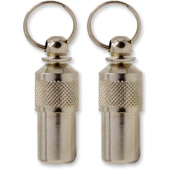 Two metal tube identification tags for cats and small dogs Two metal tube identification tags for cats and small dogs