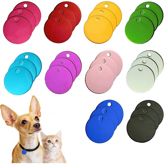 URROMA Pack of 30 Round Blank Pet ID Tags, Mixed Colour Dog ID Tags Double Side Pet Name Phone Number ID Tags Key Rings for Dogs and Puppy, 1.18 x 1.18 Inches URROMA Pack of 30 Round Blank Pet ID Tags, Mixed Colour Dog ID Tags Double Side Pet Name Phone Number ID Tags Key Rings for Dogs and Puppy, 1.18 x 1.18 Inches