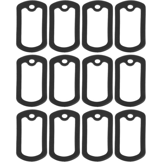 VALICLUD Pack of 12 Dog Tag Silicone Rubber ID Tags Retangular Cover (Black)