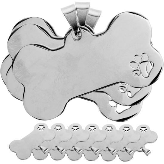VILLFUL Stainless Steel Pet ID Tags for Dogs and Cats, Bone Shaped Pendants, Personalised Dogs and Cat Pendants, Durable and Rustproof Dog Tags, Pack of 10