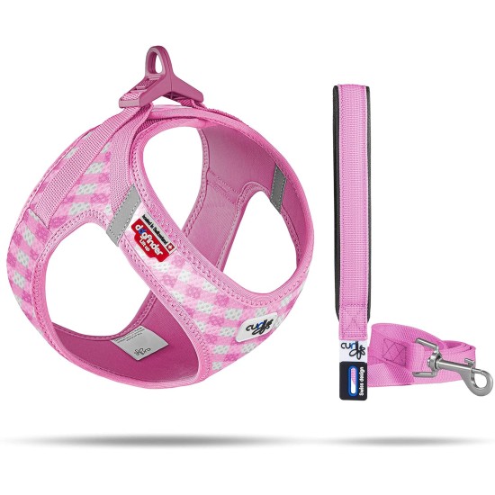 Vest Harness Curli Clasp Air Mesh Pink-Chequered XS & Leash M Vest Harness Curli Clasp Air Mesh Pink-Chequered XS & Leash M