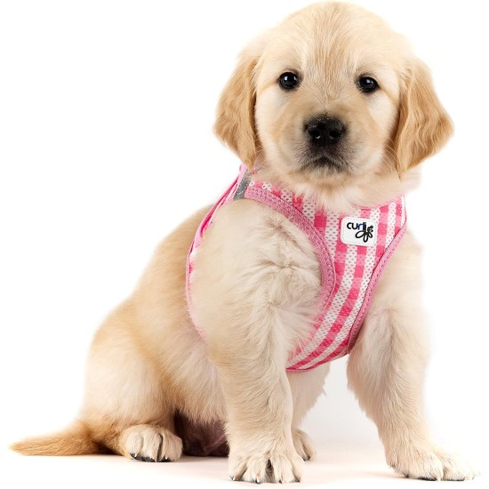 Vest Harness Curli Clasp Air Mesh Pink-Chequered XS & Leash M Vest Harness Curli Clasp Air Mesh Pink-Chequered XS & Leash M