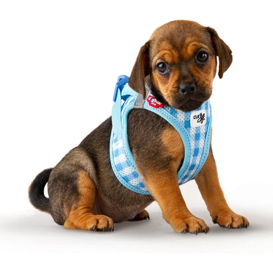 Vest Harness Curli Clasp Air Mesh Pink-Chequered XS & Leash M Vest Harness Curli Clasp Air Mesh Pink-Chequered XS & Leash M