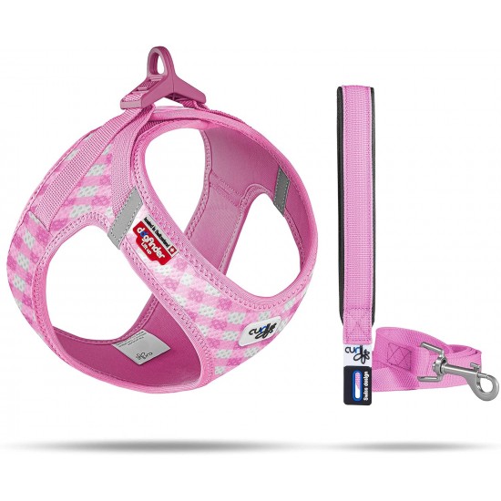 Vest Harness Curli Clasp Air Mesh Pink-Circles S & Leash M Vest Harness Curli Clasp Air Mesh Pink-Circles S & Leash M