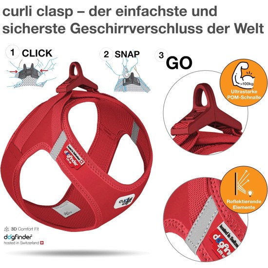 Vest Harness Curli Clasp Softshell Red 2XS Vest Harness Curli Clasp Softshell Red 2XS