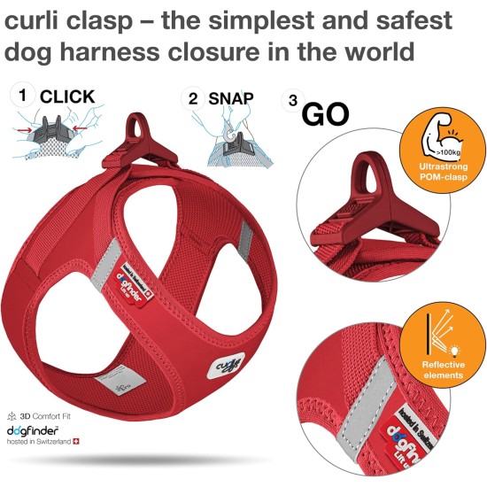 Vest Harness Curli Clasp Softshell Red 2XS Vest Harness Curli Clasp Softshell Red 2XS