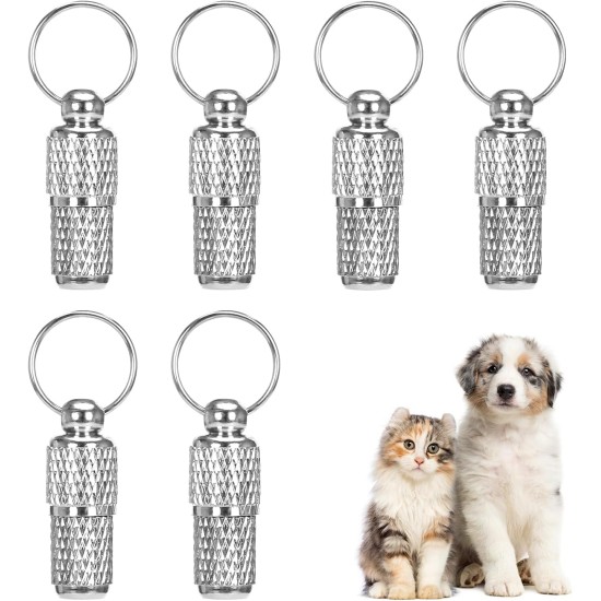 Welsberg Pack of 6 Address Tags Address Sleeve Collar Waterproof Silver Pendant for Dog and Cat Address Capsule Ultra Light Address Tag Silver Welsberg Pack of 6 Address Tags Address Sleeve Collar Waterproof Silver Pendant for Dog and Cat Address Capsule Ultra Light Address Tag Silver