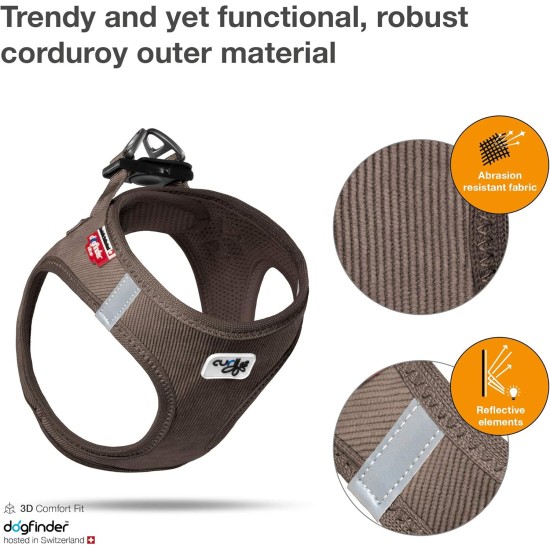curli Corduroy Dog Vest Harness, Brown, 3XS curli Corduroy Dog Vest Harness, Brown, 3XS