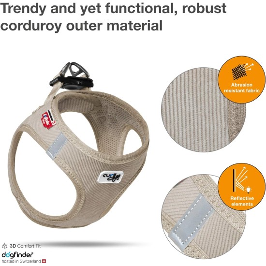 curli Corduroy Dog Vest Harness, Brown, 3XS curli Corduroy Dog Vest Harness, Brown, 3XS