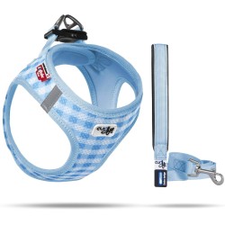 curli Puppy Set, Air Mesh Harness with Lead, 3XS, Sky blue caro curli Puppy Set, Air Mesh Harness with Lead, 3XS, Sky blue caro