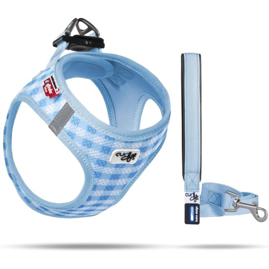 curli Puppy Set, Air Mesh Harness with Lead, 3XS, Sky blue caro curli Puppy Set, Air Mesh Harness with Lead, 3XS, Sky blue caro