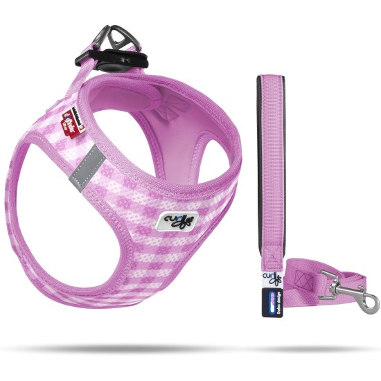 curli Puppy Set, Air Mesh Harness with Lead, XS, Pink caro curli Puppy Set, Air Mesh Harness with Lead, XS, Pink caro