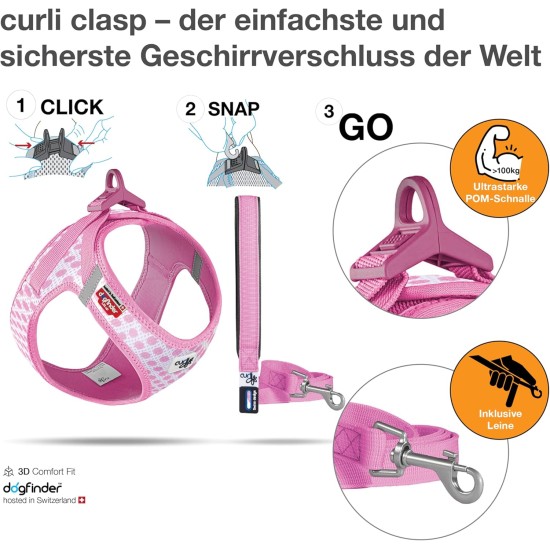 curli Puppy Set, Air Mesh Harness with Lead, m curli Puppy Set, Air Mesh Harness with Lead, m
