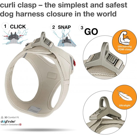 curli Vest Harness, Clasp, Air Mesh, Moss, L curli Vest Harness, Clasp, Air Mesh, Moss, L