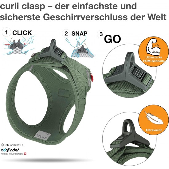 curli Vest Harness, Clasp, Air Mesh, Moss, L curli Vest Harness, Clasp, Air Mesh, Moss, L