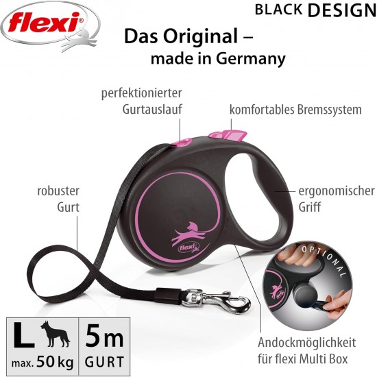 flexi 4000498034118 Roller Lead Design Black/Pink L Multi Small flexi 4000498034118 Roller Lead Design Black/Pink L Multi Small