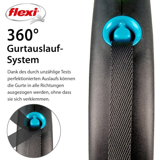 flexi® Black Design M Belt 5 m Black / Blue Roll Lead for Dogs up to 25 kg flexi® Black Design M Belt 5 m Black / Blue Roll Lead for Dogs up to 25 kg